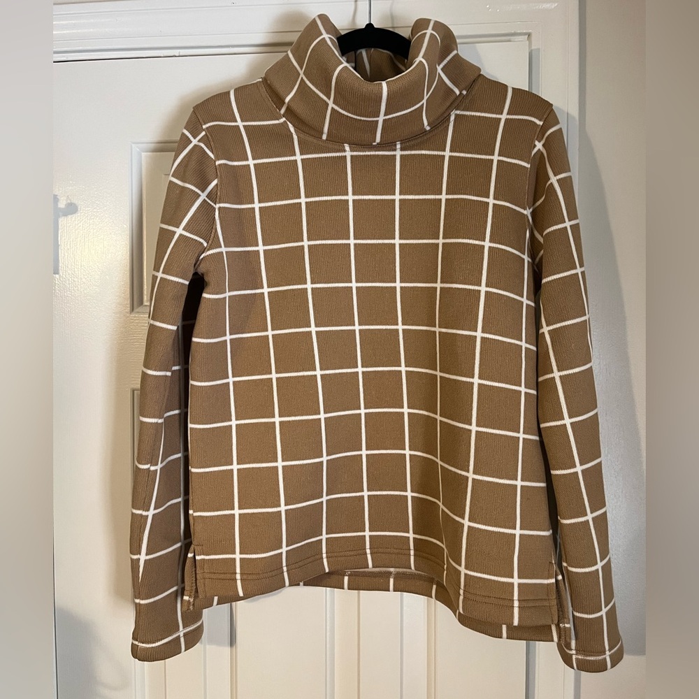 J. Crew Grid Pattern Turtleneck Sweater